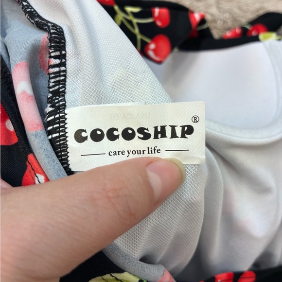 COCOSHIP Women's Halter Neck Retro Floral Swimsuit Ruching One Swimwear 3XL - Picture 8 of 8